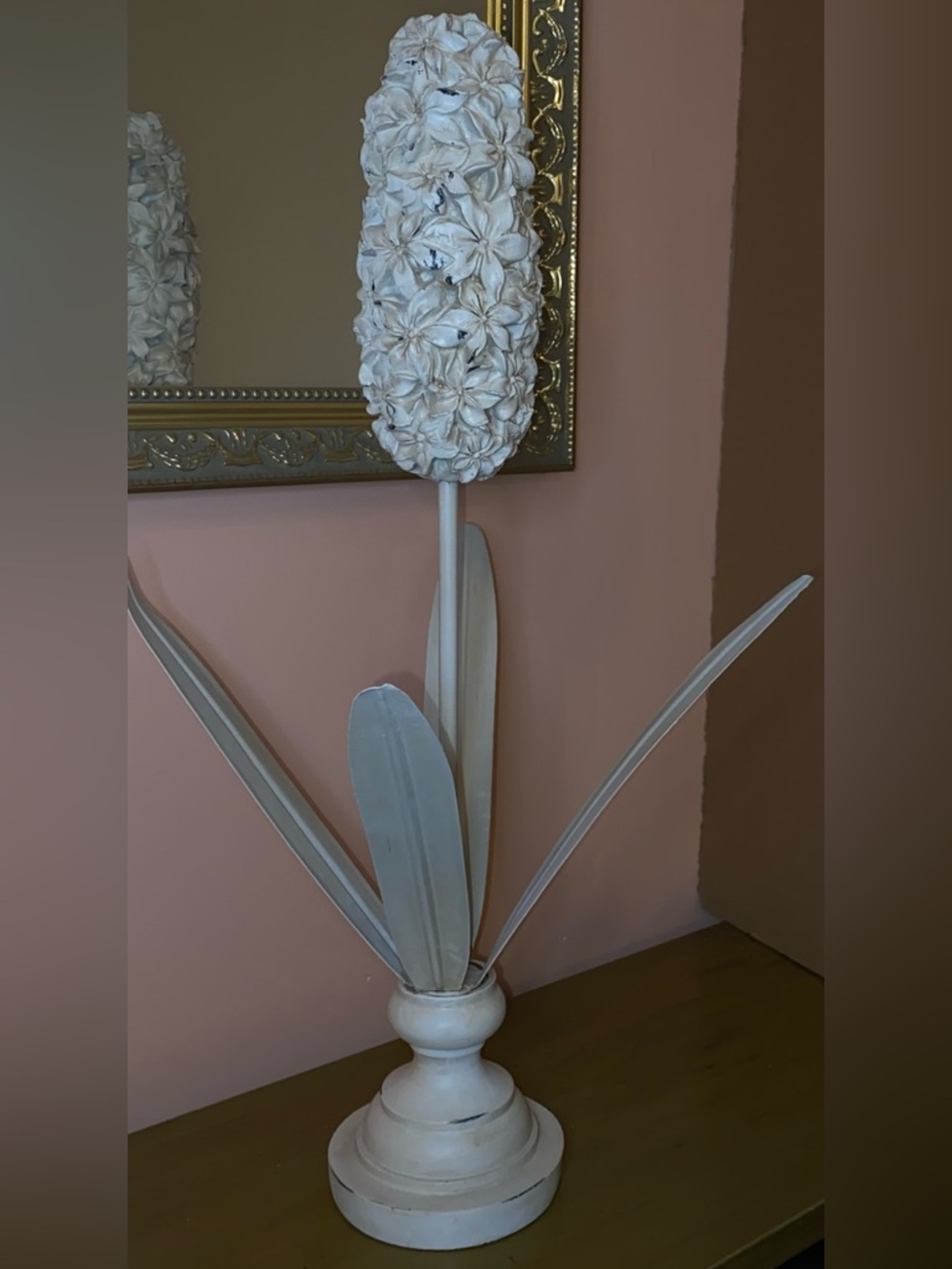 HYACINTH SCULPTURE Stand Alone Metal Sculpture Shabby Chic by Melrose in Ivory